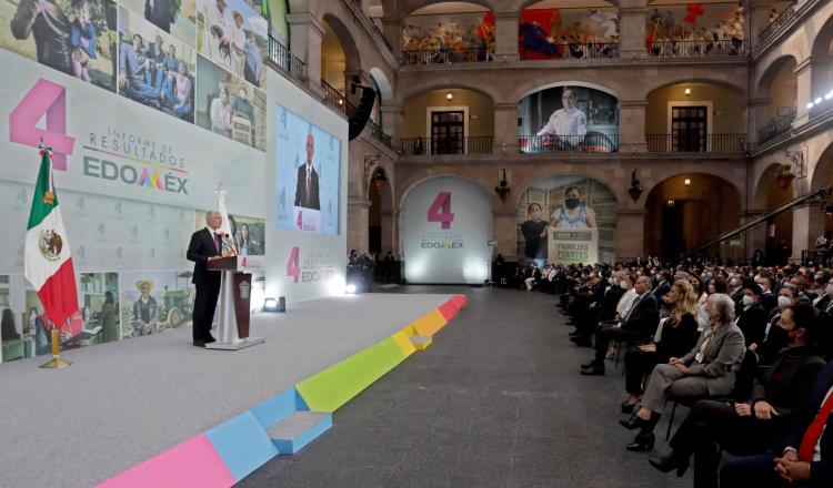 Reconoce Alfredo del Mazo apoyo del gobierno federal en presentación de su cuarto informe de gobierno