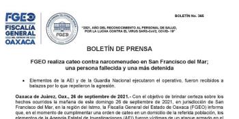 Enfrentamiento entre Guardia Nacional y sujetos armados en Oaxaca deja un muerto y un detenido