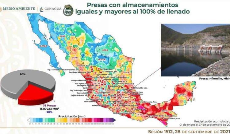 Reporta CONAGUA superávit de 6.4% de precipitaciones durante 2021