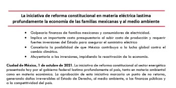 Reforma en materia eléctrica lastima la economía de las familias mexicanas y el medio ambiente: CCE