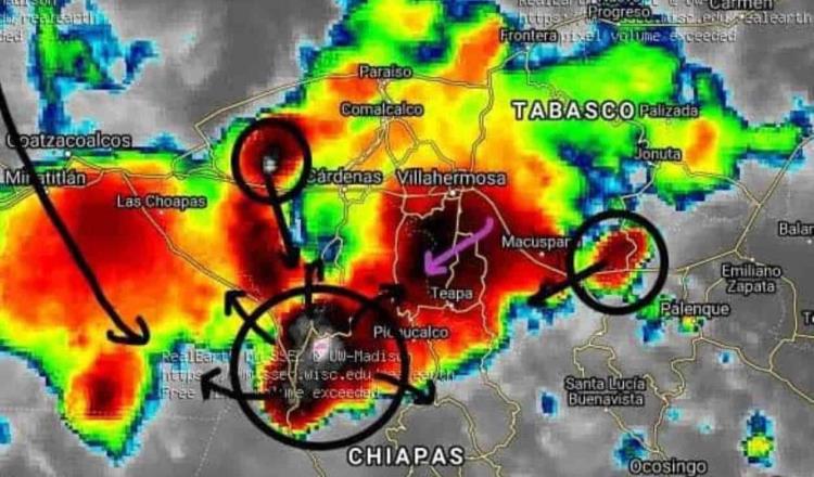 Alerta Conagua por lluvias acumuladas de 200 a 300 mm para Tabasco ante interacción de fenómenos