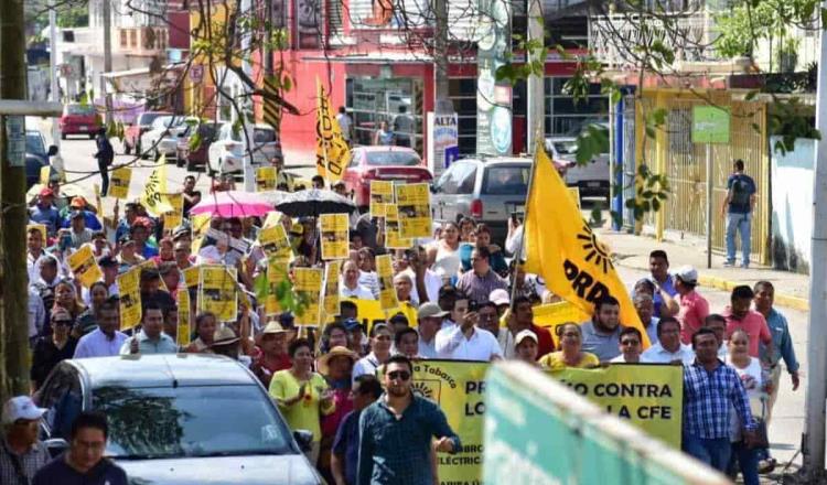 Proyecta PRD Tabasco retomar movilizaciones en calles para exigir a CFE tarifas justas