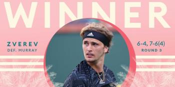 Zverev da juegazo vs Murray; Medvedev jugará ante Dimitrov en el Indian Wells