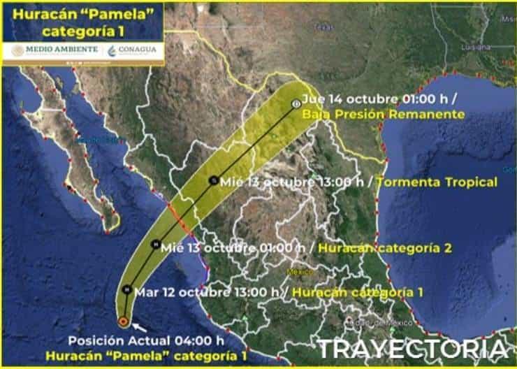 “Pamela” toma fuerza y ya es huracán categoría 1, frente a costas de Jalisco