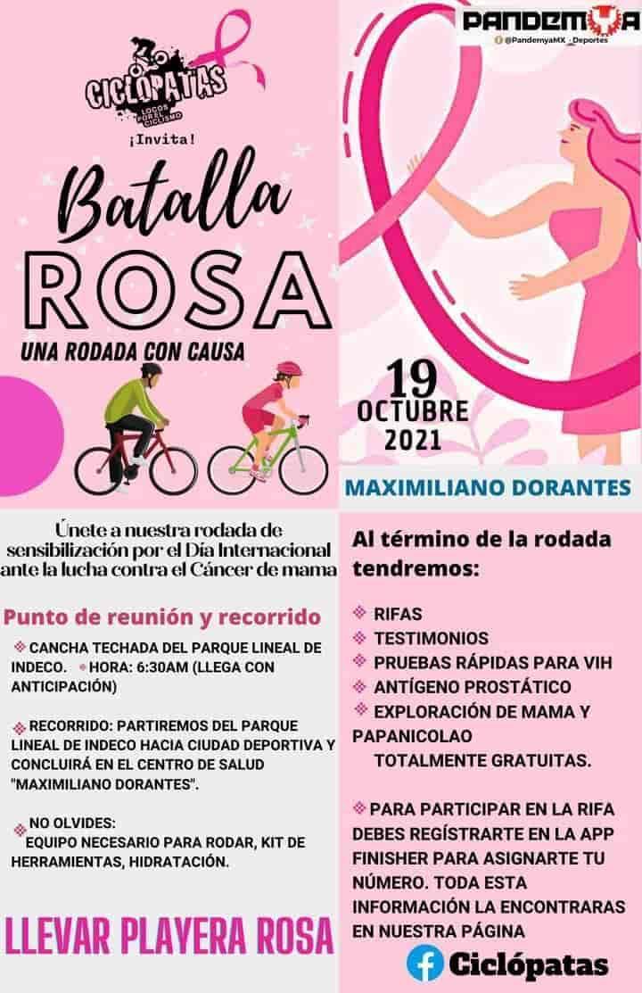 Anuncian la rodada “Batalla Rosa” en Villahermosa