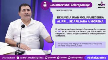 Juan Molina Becerra renuncia al PRI; se sumará a Morena