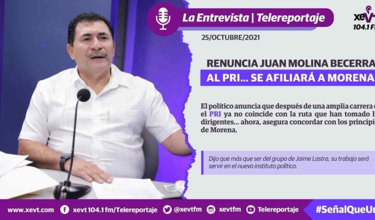 Juan Molina Becerra renuncia al PRI; se sumará a Morena