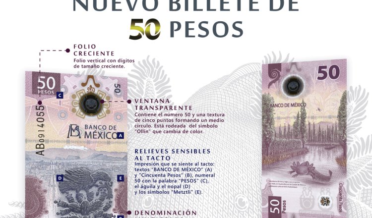 Banxico pone en circulación nuevo billete de 50 pesos