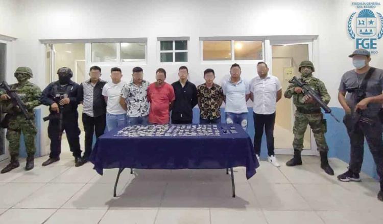 15 detenidos, armas y droga dejan cateos de la FGE, en Tulum
