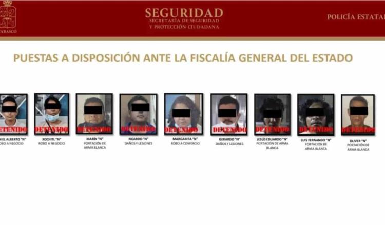 Reportan 21 detenciones de presuntos delincuentes durante los primeros días de noviembre en Tabasco