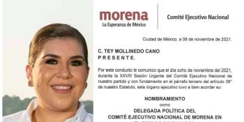 Designa CEN de Morena a Tey Mollinedo, como nueva delegada política nacional en Tabasco