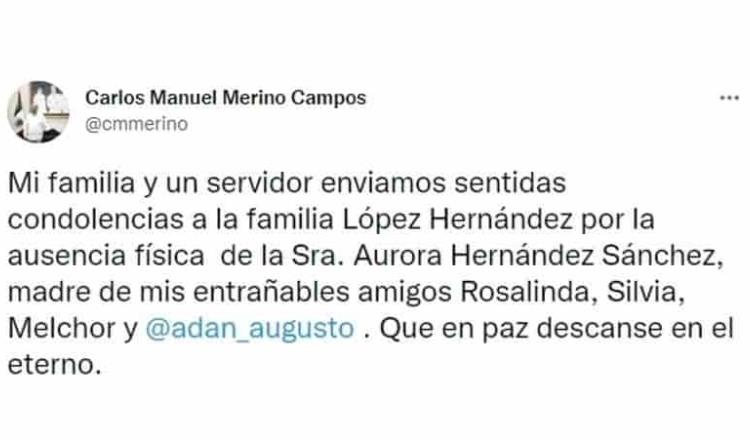 Envía CMM condolencias por fallecimiento de la señora Aurora Hernández Sánchez