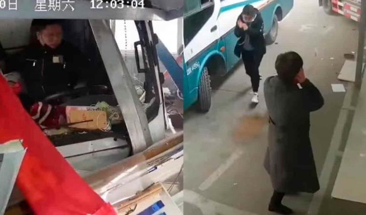 Camión en China se queda sin frenos y atropella a empleada en caseta de cobro