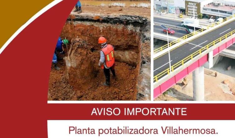Suspenderá operaciones planta potabilizadora Villahermosa este martes