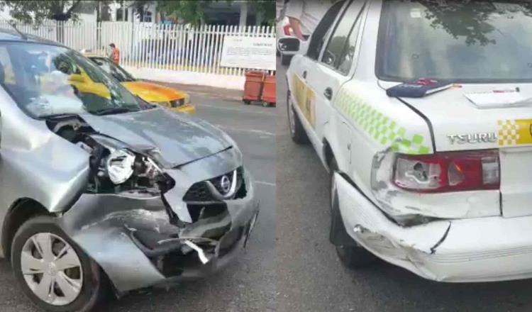 2 lesionados deja choque entre taxi y auto particular