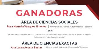 Alumnas de la UJAT ganan concurso de Tesis de la Región Sur-Sureste de la ANUIES