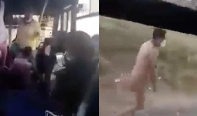 En Toluca, desnudan a presunto asaltante y lo bajan de una unidad de transporte