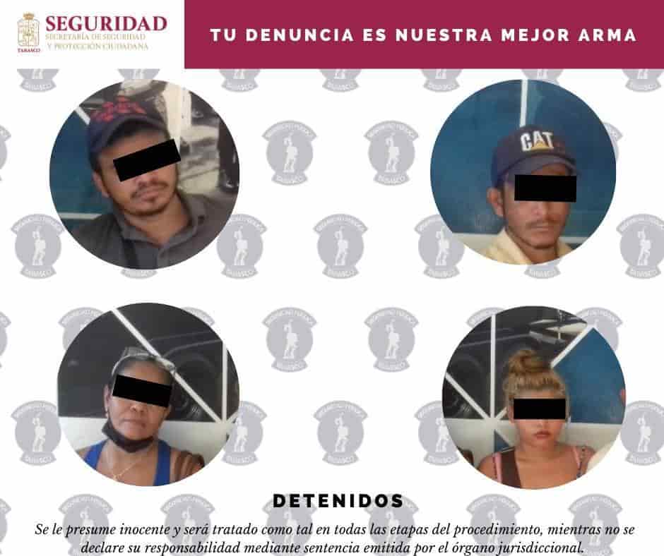 Detienen a tres hombres y dos mujeres en Villahermosa... ¡por estos delitos!