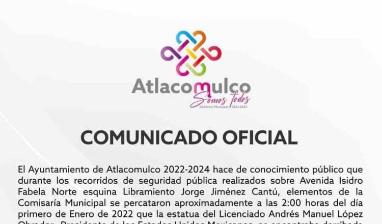 ¿Qué dice el nuevo Ayuntamiento de Atlacomulco tras derribo de estatua de AMLO?