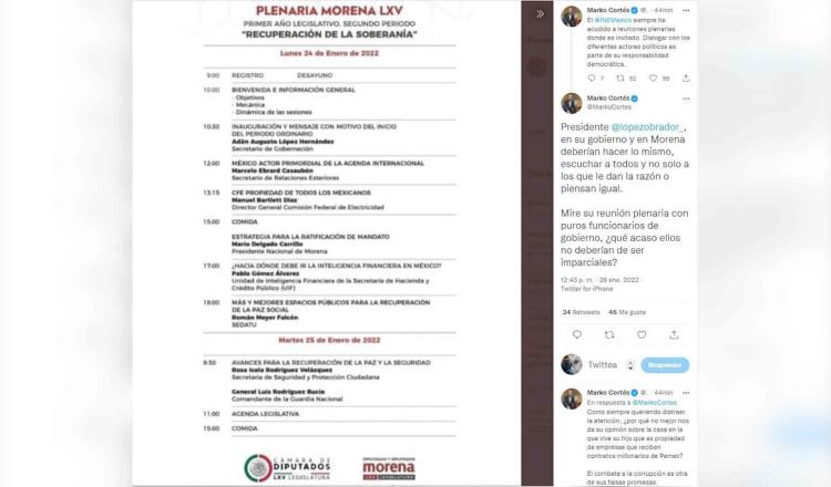 Aconseja Marko Cortés a AMLO y Morena invitar a sus reuniones a quienes piensan diferente a ellos