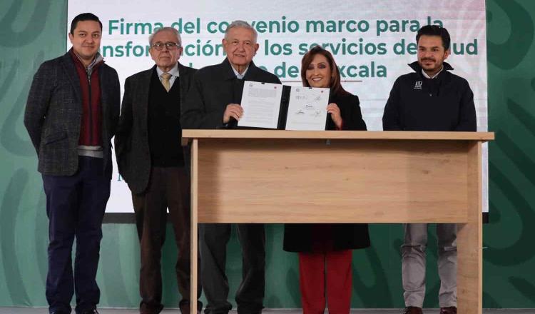 Firman AMLO y gobierno de Tlaxcala convenio para la federalización de la salud