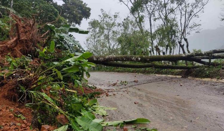 Lluvias provocan deslizamientos en carreteras de Tacotalpa