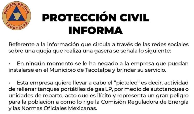Gasera quería rellenar tanques portátiles a domicilio en Tacotalpa pero está prohibido dice Ayuntamiento