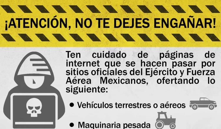 Alerta Sedena por intentos de fraude a nombre del Ejército y Fuerza Aérea