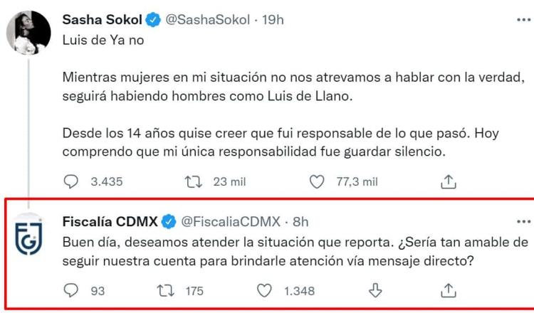 Fiscalía de CDMX busca atender denuncia de abuso de Sasha Sokol