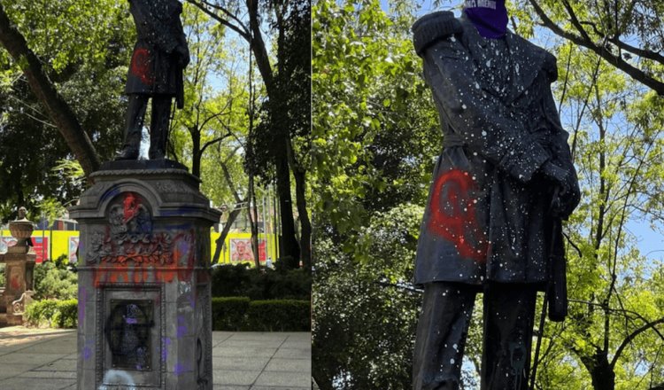 Vandalizan estatua de Gregorio Méndez en CDMX… durante el 8M