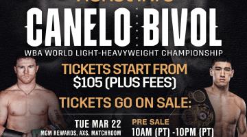 Boletos para el ´Canelo-Bivol´ llegan a los 340 mil pesos