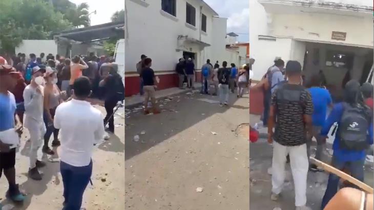 Migrantes vandalizan oficinas de migración en Tapachula