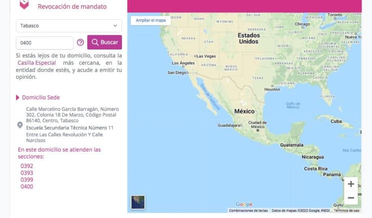 INE abre sitio web para conocer ubicación de casillas para Revocación de Mandato