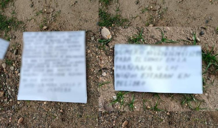 Aparecen cartulinas con mensajes de extorsión… en Huimanguillo