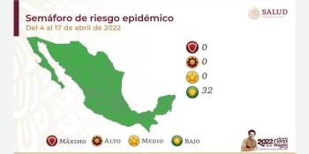 Permanecerán las 32 entidades del país por dos semanas más en semáforo verde