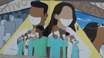 Con mural de Tabasqueños reconoce plaza comercial a personal médico durante pandemia