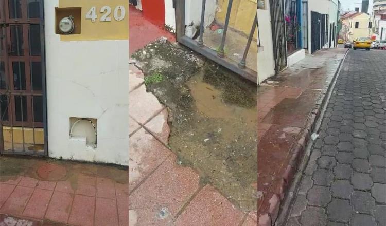 Reportan fuga de agua en centro de Villahermosa