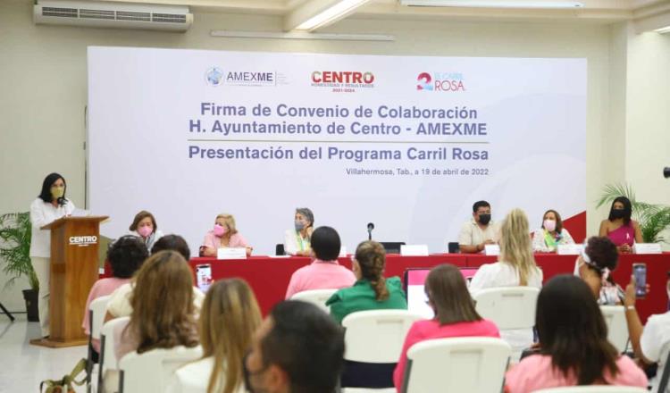 Ayuntamiento de Centro presenta programa “Carril Rosa” para disminuir riesgos de cáncer de mama