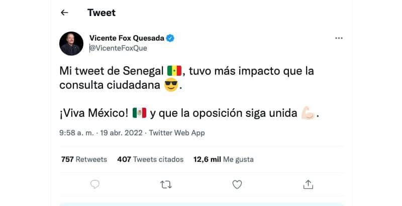 Asegura Fox que su pifia por bandera de Senegal, tuvo más impacto que la Revocación de Mandato