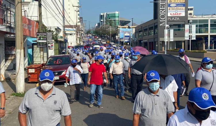 Toman sindicalizados calles de Villahermosa; demandan mejores condiciones laborales