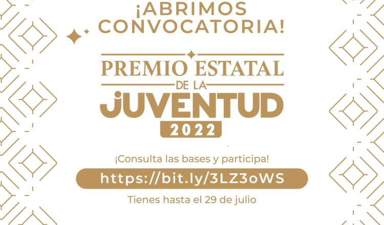 Emiten convocatoria para el Premio Estatal de la Juventud 2022