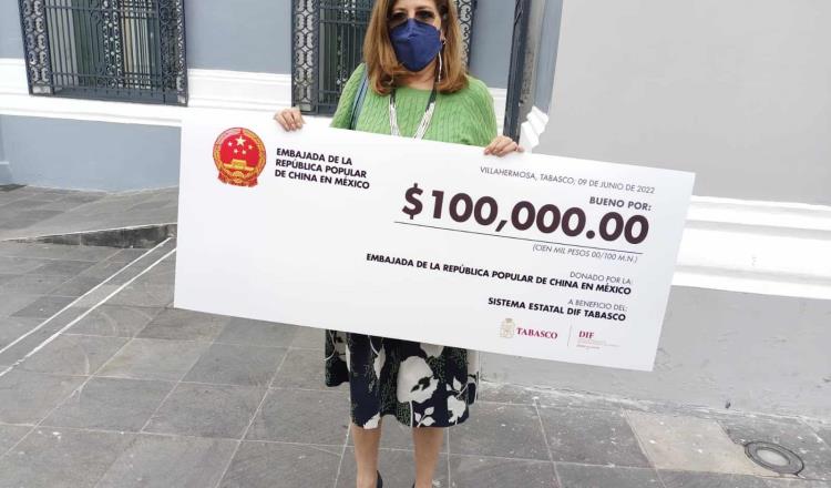 Recibe DIF Tabasco donativo de 100 mil pesos de la embajada de China en México
