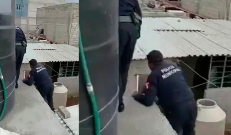 [VIDEO] Mis papás me dejaron, policías rescatan a niña que se encontraba en un tinaco