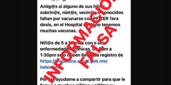 Desmiente Salud Tabasco información sobre vacunación anti-COVID-19 a menores sanos en Hospital del Niño