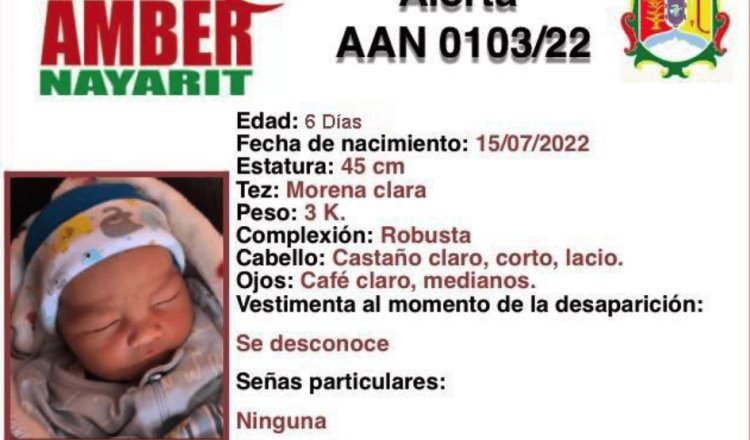 Sustraen a recién nacido del DIF de Nayarit; emiten Alerta Amber para su localización