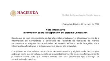 Se restablecerá CompraNet aunque se modernizará dice SHCP luego de suspensión por fallas técnicas