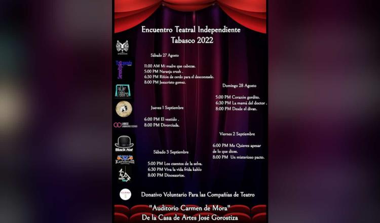 Compañías de Tabasco se unen para realizar el Encuentro Teatral Independiente