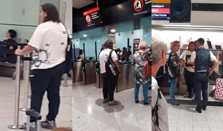 Captan a Jesús Ernesto, hijo menor de AMLO, en aeropuerto de Londres; se viraliza