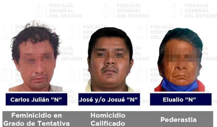 Por homicidio, violación y violencia familiar detienen a 5 hombres en Tabasco