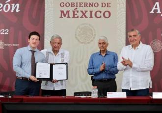 Construcción de acueducto en Monterrey inicia la próxima semana; firma AMLO convenio con Nuevo León